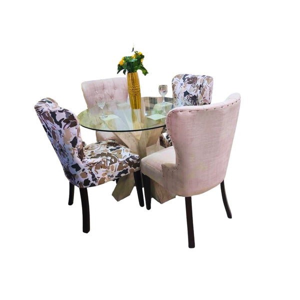 Juego De Comedor Mármol 04 Sillas Fany - Beige