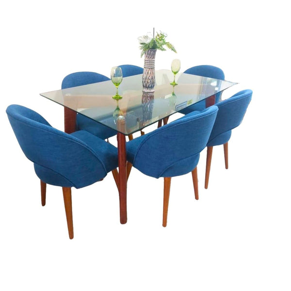 Juego De Comedor 06 Sillas Vintage Kaia - Azul