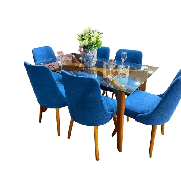 Juego De Comedor 06 Sillas Vintage Agatha - Azul