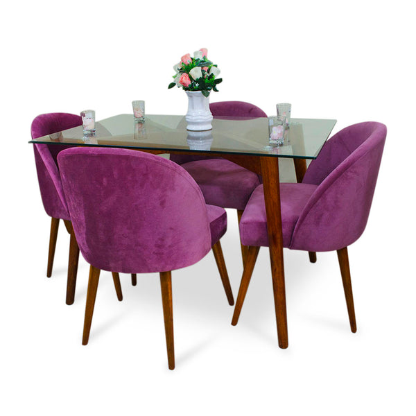 Juego De Comedor 04 Sillas Vintage Agnes - Morado