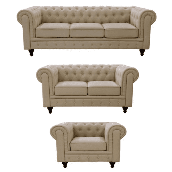 Juego De Sala 3 2 1 Chesterfield - Beige