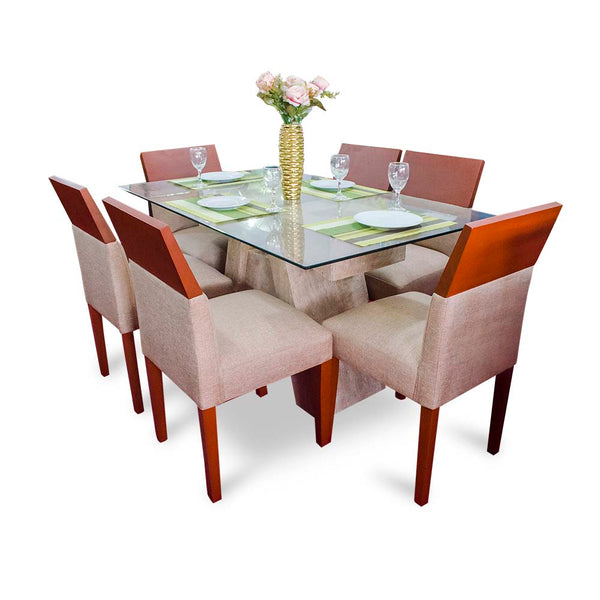 Juego De Comedor 06 Sillas Salomé - Beige